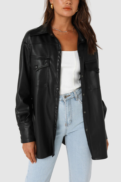 Madison Jessie faux leather shacket