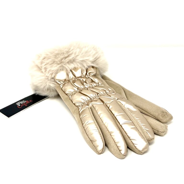 miss caprice Puffer glove w/ fur