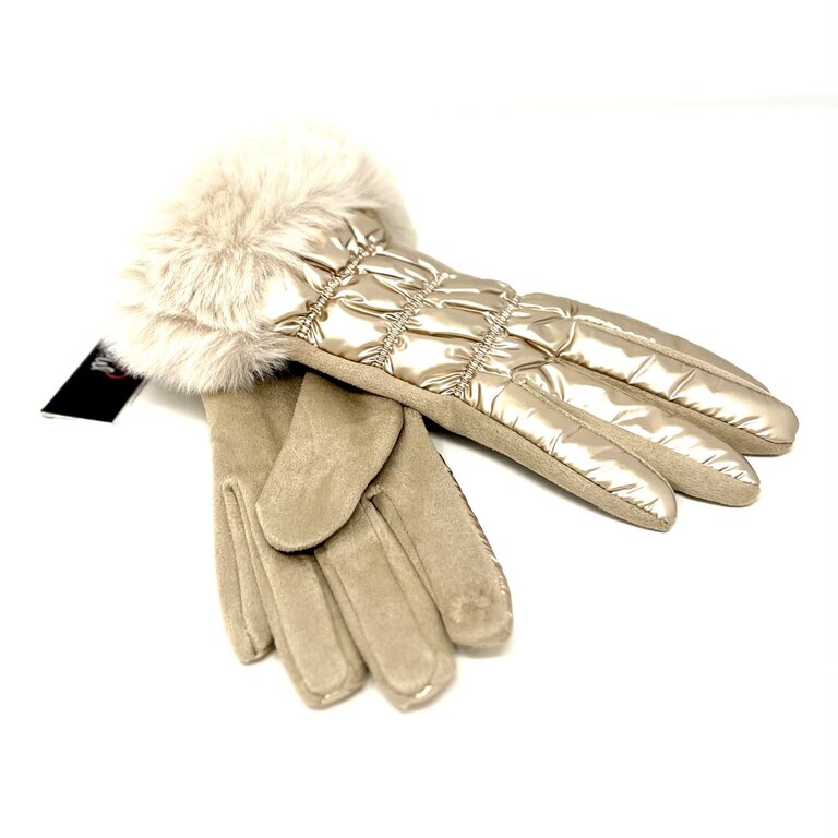 miss caprice Puffer glove w/ fur