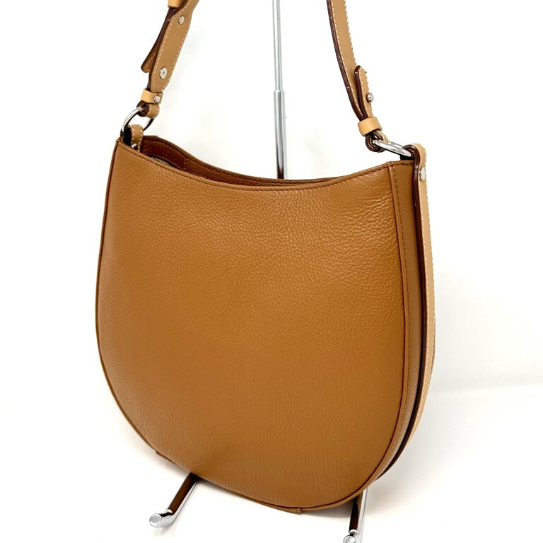 The Trend Italy Oval pebbled bag w/tan strap