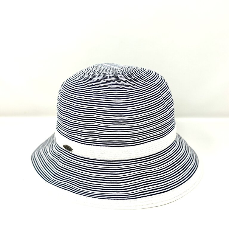 Clarine ribbon/straw packable hat