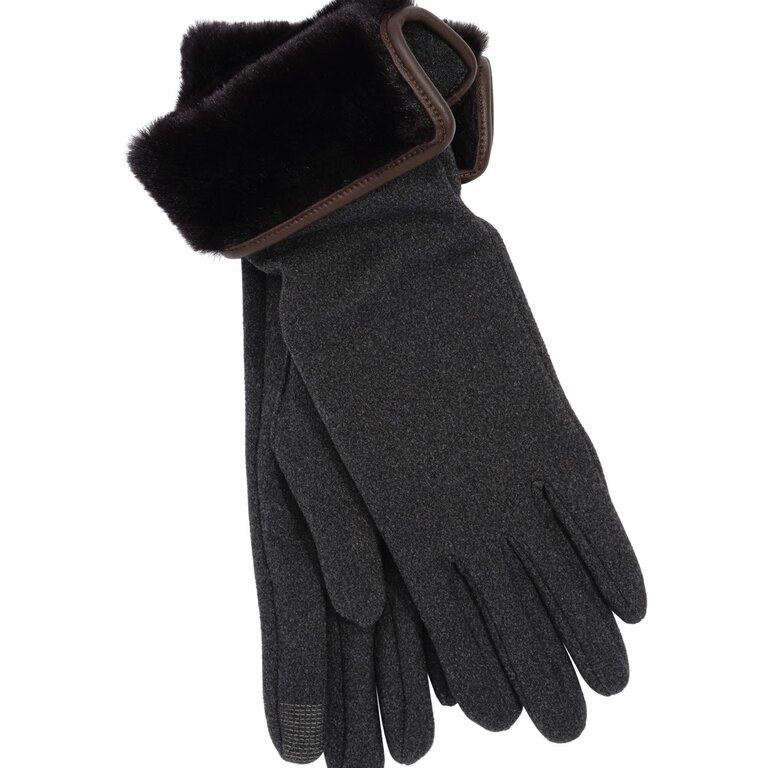 Stretch glove w/faux fur