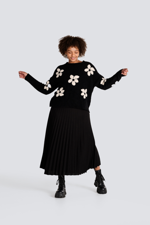 Jessicca Laura Pleated knit skirt w/belt