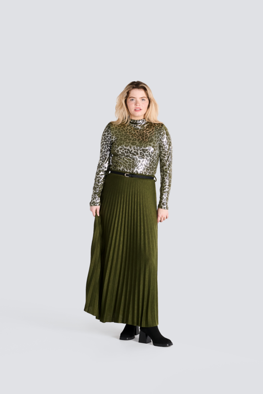 Jessicca Laura Pleated knit skirt w/belt
