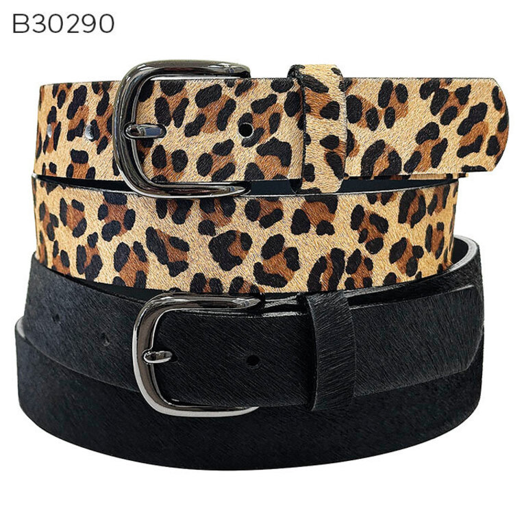 Pony hair leather belt