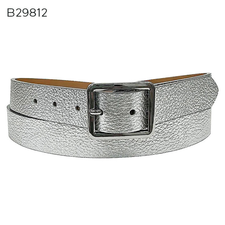 Metallic leather belt