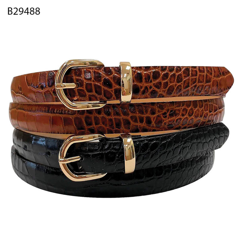 Croco leather belt