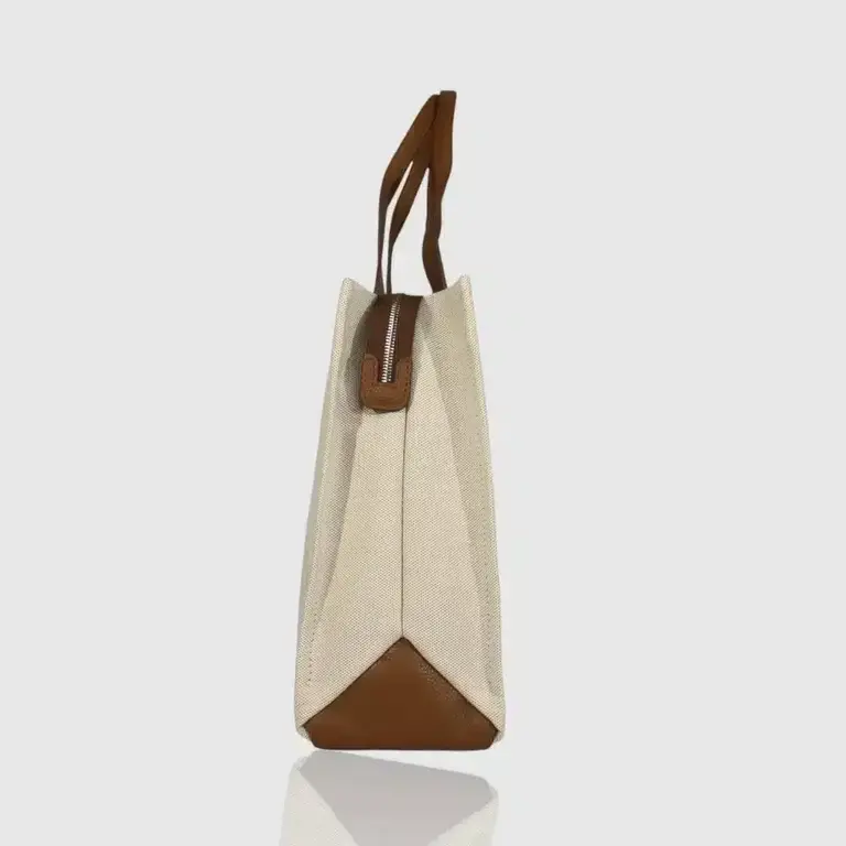 The Trend Italy Menta canvas/leather tote
