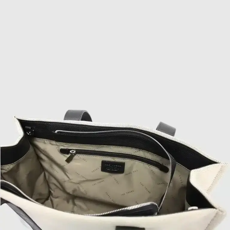 The Trend Italy Menta canvas/leather tote