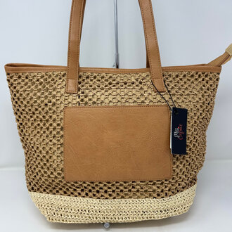 miss caprice Straw tote w/front pouch