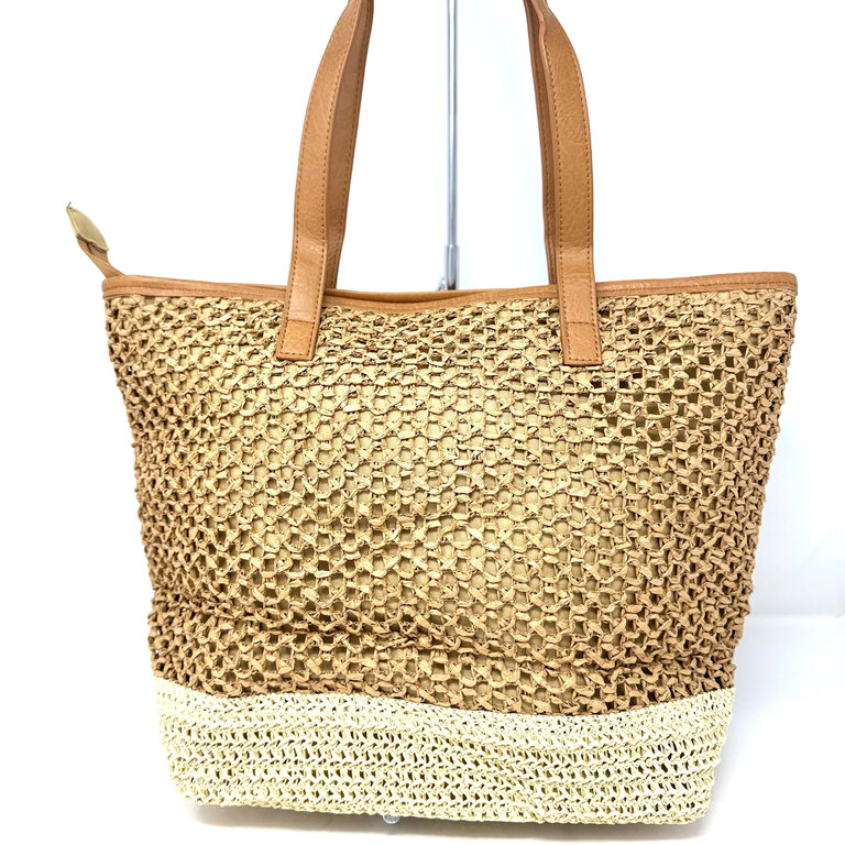 miss caprice Straw tote w/front pouch