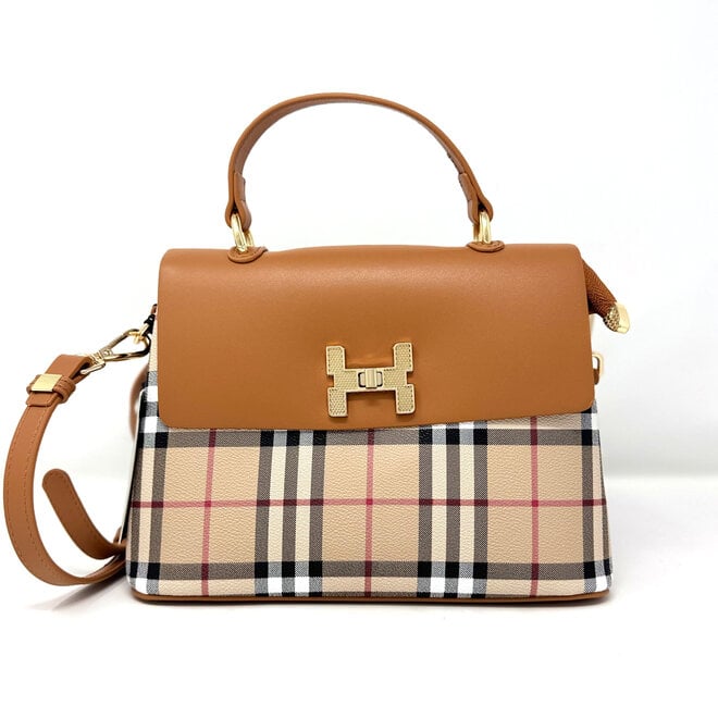 Camel Brown Plaid Telephone Pouch