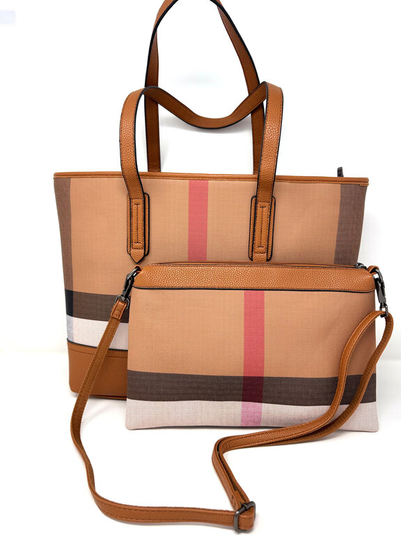 miss caprice Burberry plaid tote