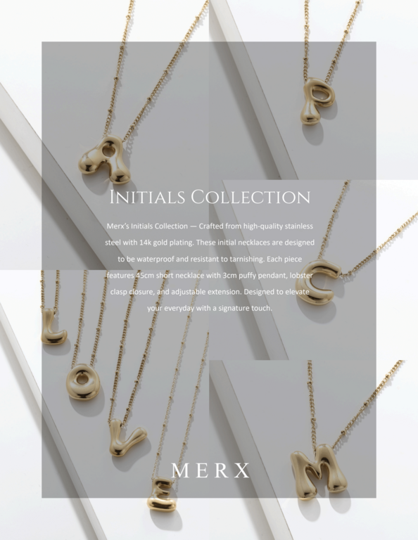 Initials necklace gold