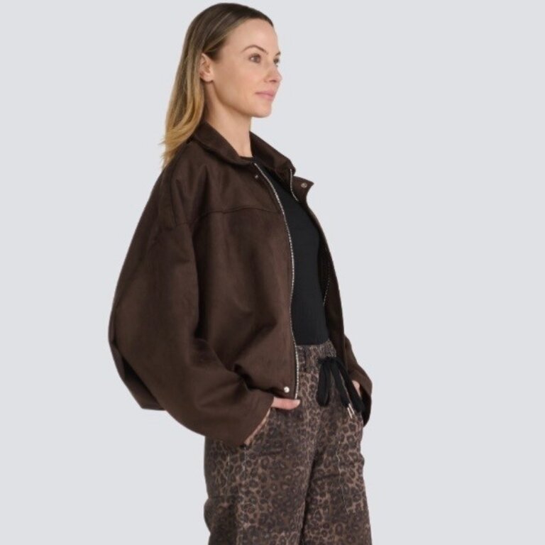 Jessicca Laura Microsuede bomber jacket