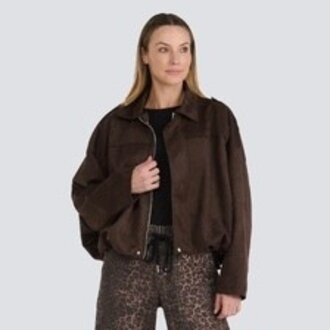 Jessicca Laura Microsuede bomber jacket