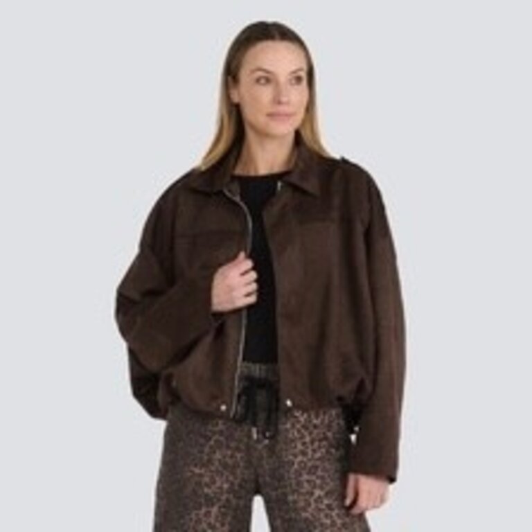 Jessicca Laura Microsuede bomber jacket