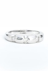 Diamond 3 Stone Anniversary Band 14k White Gold