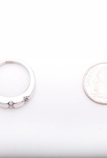Diamond 3 Stone Anniversary Band 14k White Gold