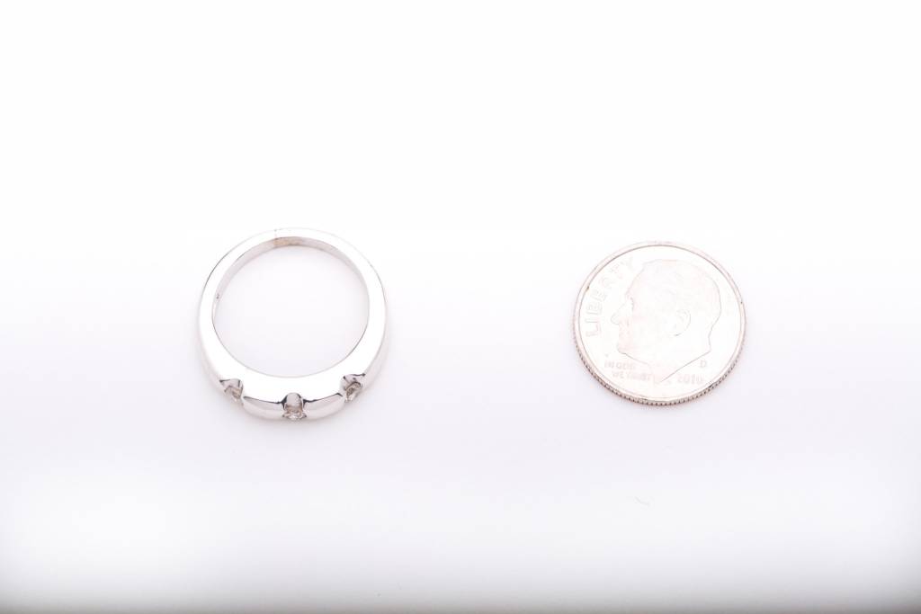 Diamond 3 Stone Anniversary Band 14k White Gold