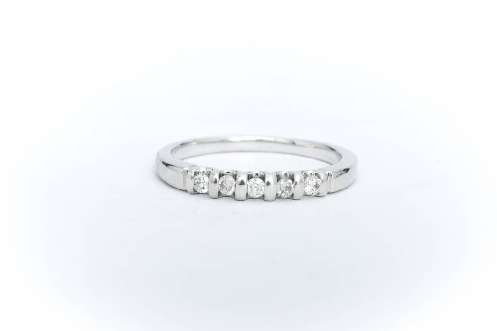 Diamond 5 Stone Ring White Gold 14k