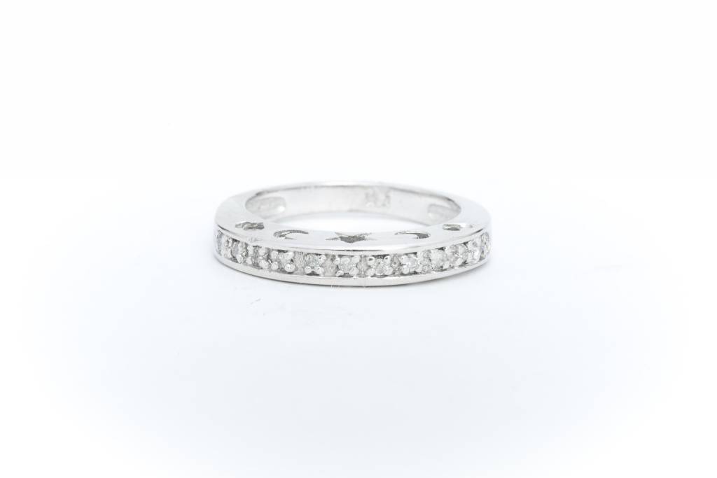 Diamond Heart, Moon, & Star Ring 14k White Gold