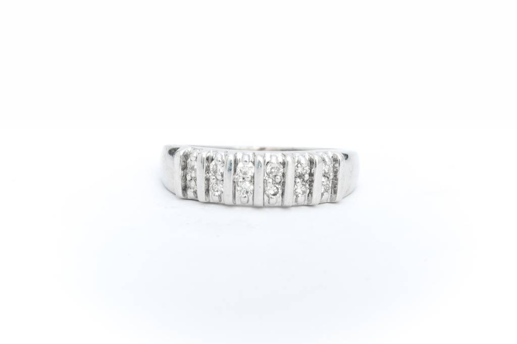 Diamond Double Row Anniversary Band 14k White Gold