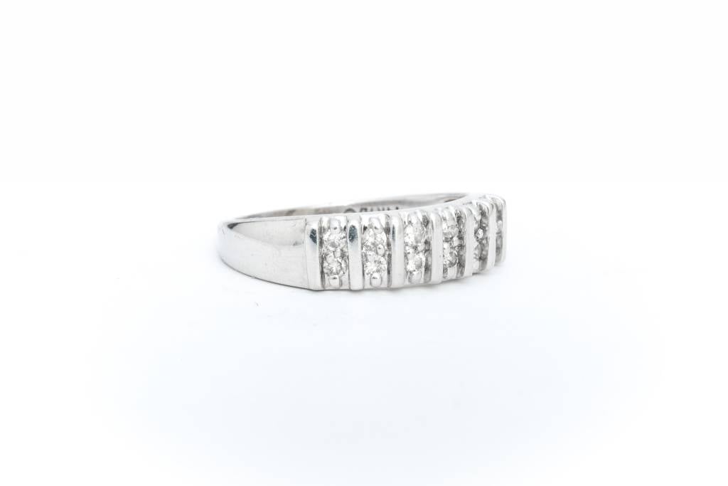 Diamond Double Row Anniversary Band 14k White Gold