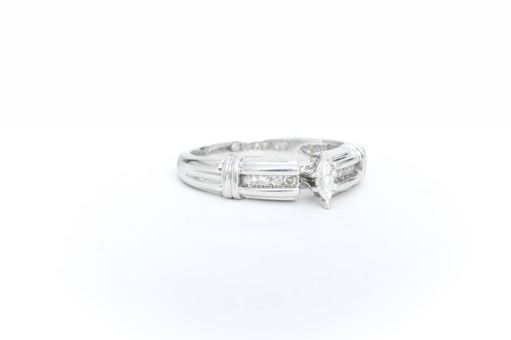 Marquise Diamond Engagement Ring 14 White Gold