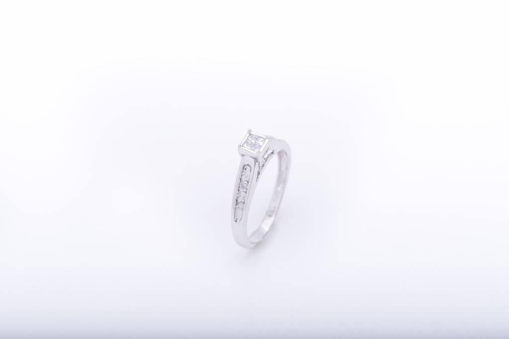 Princess Cut Quad Diamond Ring 14k White Gold