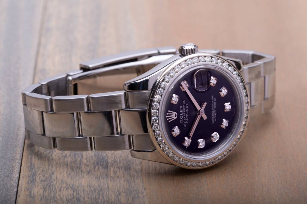 Rolex Ladies Rolex Black Diamond Dial Stainless Steal