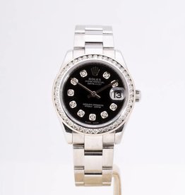 Rolex Ladies Rolex Black Diamond Dial Stainless Steal