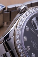 Rolex Ladies Rolex Stainless Steel Black Diamond Dial