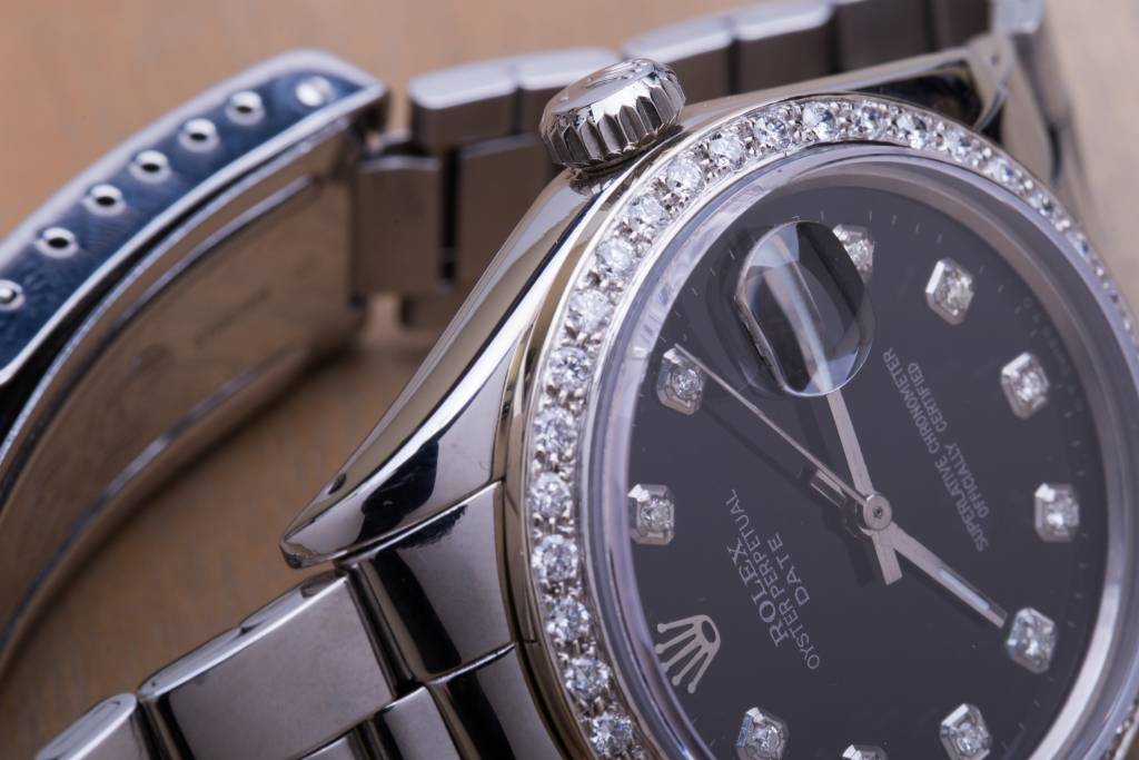 Rolex Ladies Rolex Stainless Steel Black Diamond Dial