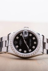 Rolex Ladies Rolex Stainless Steel Black Diamond Dial