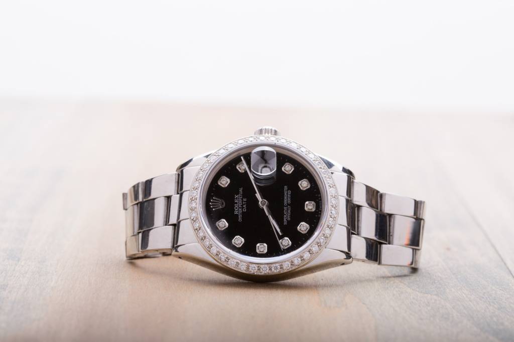 Rolex Ladies Rolex Stainless Steel Black Diamond Dial