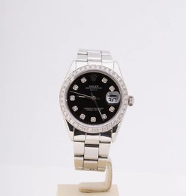 Rolex Ladies Rolex Stainless Steel Black Diamond Dial