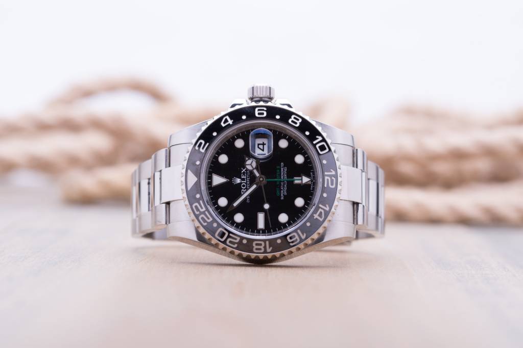 Rolex Mens Rolex GMT Master II Stainless Steel Black Dial