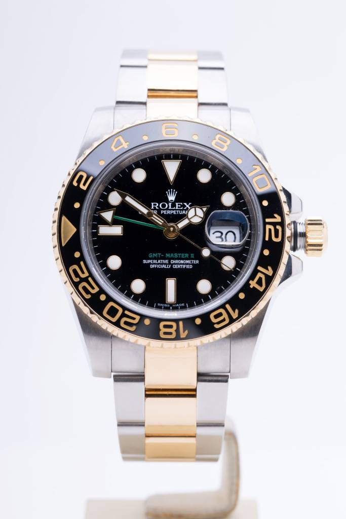 Rolex Mens Rolex Two Tone GMT Master II Black Dial