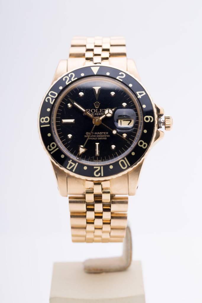 Rolex Men Rolex Gold GMT Master Black Dial