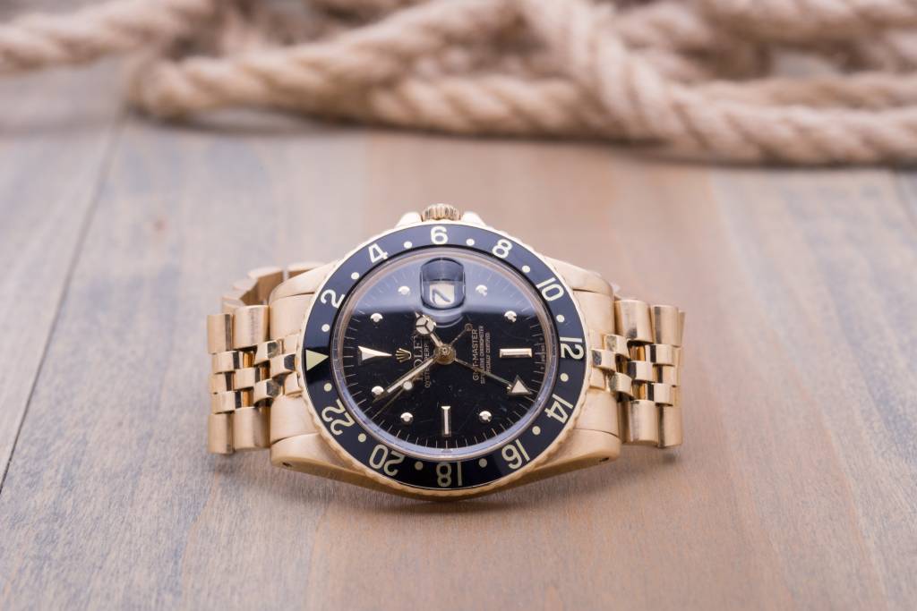 Rolex Men Rolex Gold GMT Master Black Dial