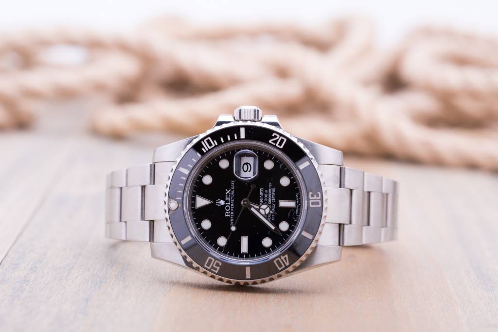 Rolex Mens Rolex Stainless Steel Submariner Black Dial