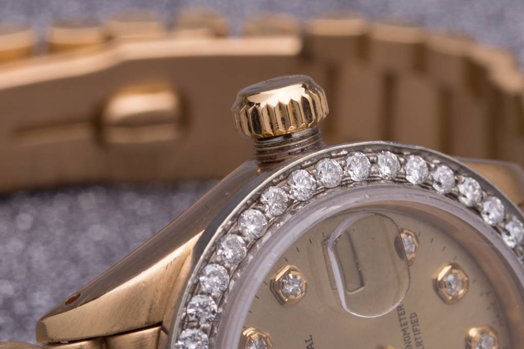 Rolex Ladies Rolex Gold Diamond Dial and Bezel Datejust