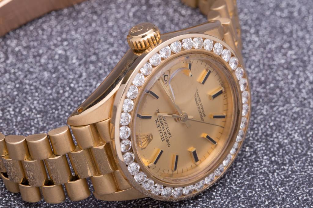 Rolex Ladies Rolex Gold Diamond Bezel Datejust