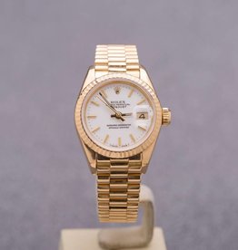 Rolex Ladies Rolex Gold White Dial Datejust