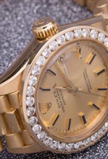 Rolex Ladies Rolex Diamond Bezel Gold Face Datejust