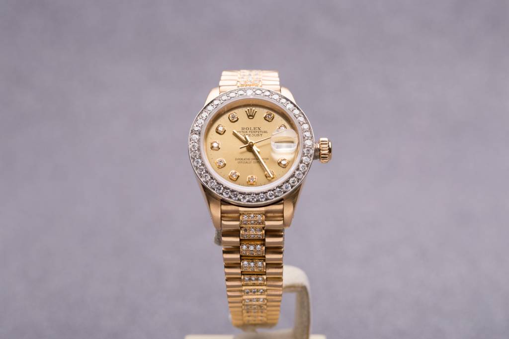 Rolex Ladies Rolex Gold Diamond Dial and Bezel Datejust