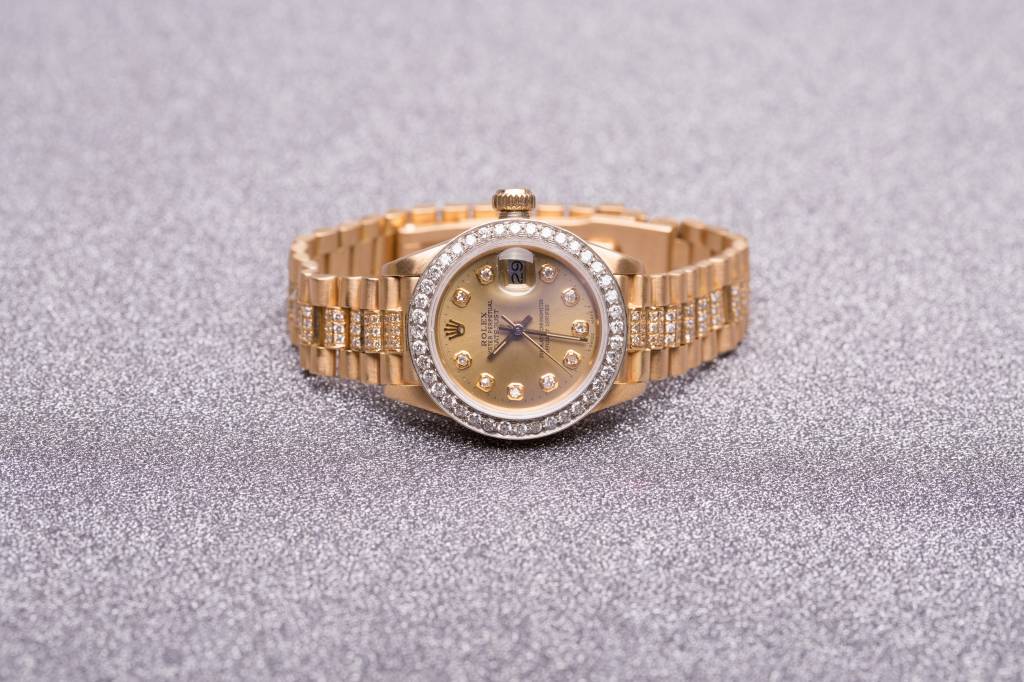 Rolex Ladies Rolex Gold Diamond Dial and Bezel Datejust
