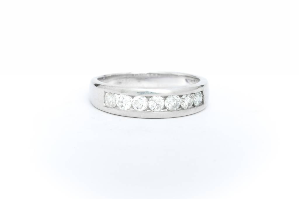 Channel Set White Gold Diamond Ring 14k