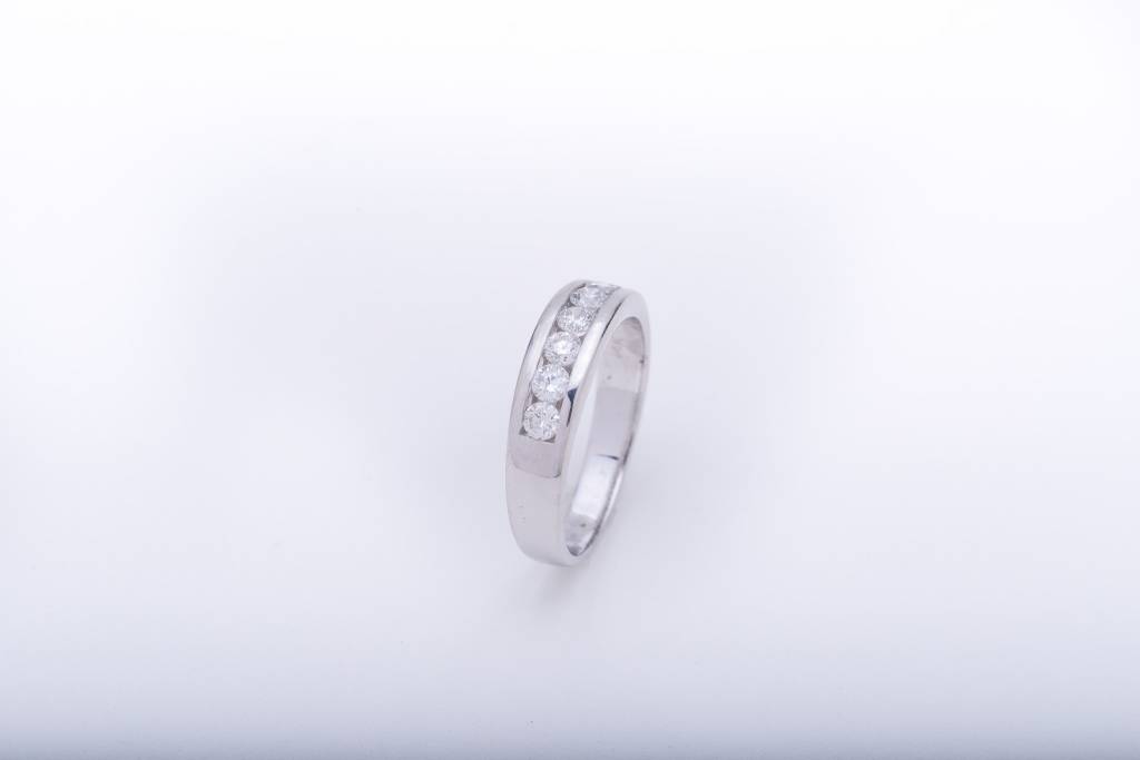Channel Set White Gold Diamond Ring 14k